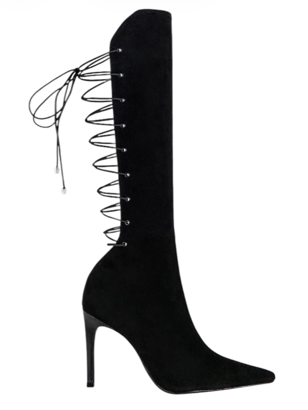 Schutz Gwen Black Suede Lace Back Boots Size 7 NEW